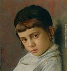 Isidor Kaufmann Portrait of a Young Boy with Peyot painting